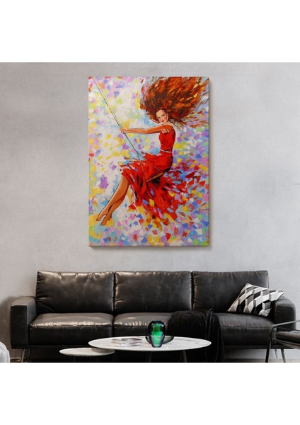 Salıncaktaki Kırmızı Elbiseli Kız TABLOSU-6317 fiyatları