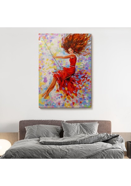 Salıncaktaki Kırmızı Elbiseli Kız TABLOSU-6317