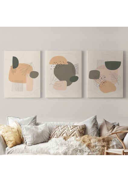 3’lü Tablo Soyut Figürlü Dekoratif Duvar Tablo Seti-Ba-26 fiyatları