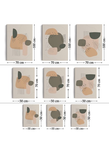 3’lü Tablo Soyut Figürlü Dekoratif Duvar Tablo Seti-Ba-26 fırsatları