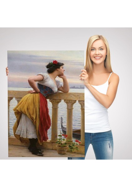 Eugen Von Blaas In Bekleyiş Isimli Eseri Duvar TABLOSU-6117 modelleri