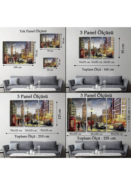 Ingiltere Londra Da Gece Yağlıboya Görünüm Dekoratif TABLO-3542