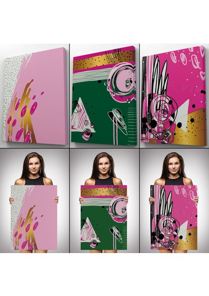 Sürreal Şekiller Dekoratif Duvar Tablosu Üçlü SET-EP-115 modelleri