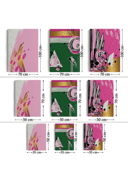 Sürreal Şekiller Dekoratif Duvar Tablosu Üçlü SET-EP-115 fırsatları