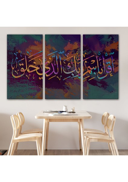 Yaradan Rabbinin Adıyla Oku (Alak Suresi 1. Ayet) Yazılı Dekoratif Kanvas TABLO-3331 modelleri