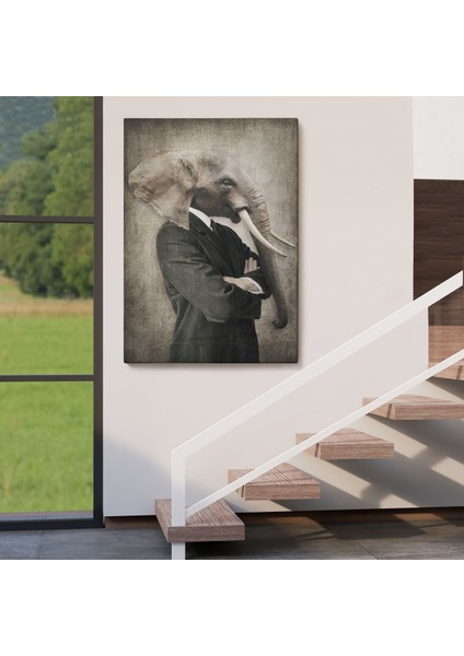 Fil Kafalı Insan Kanvas TABLO-4995 fırsatları