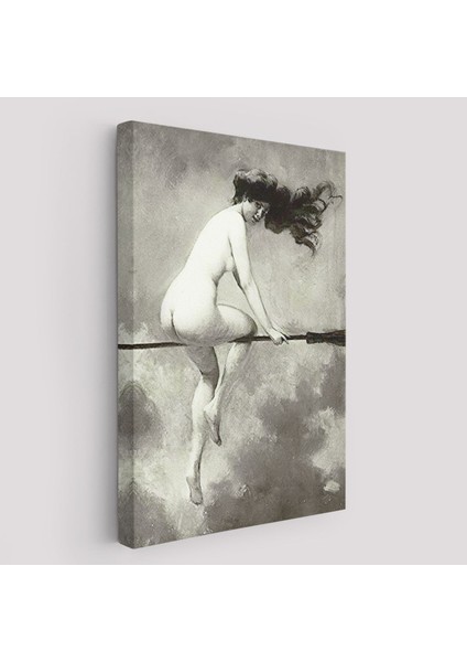 Albert Joseph Penot: Şabat Için Süpürgeden Ayrılan Cadı (1910) Dekoratif Kanvas Duvar TABLOSU-5189