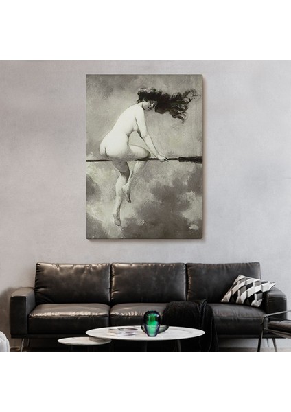 Albert Joseph Penot: Şabat Için Süpürgeden Ayrılan Cadı (1910) Dekoratif Kanvas Duvar TABLOSU-5189 fiyatları