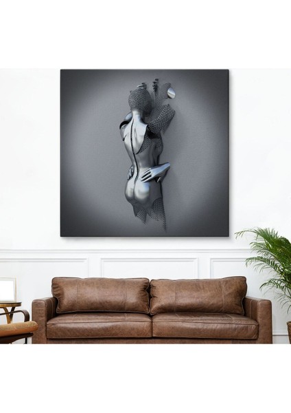 Aşk Sanatı, Gri ve Gümüş 3D Metalik Efektli Kanvas TABLO-5362 fiyatları