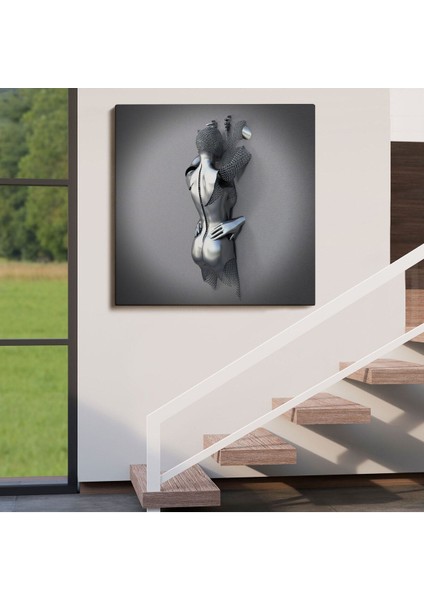 Aşk Sanatı, Gri ve Gümüş 3D Metalik Efektli Kanvas TABLO-5362 fırsatları