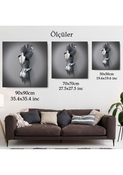 Aşk Sanatı, Gri ve Gümüş 3D Metalik Efektli Kanvas TABLO-5362