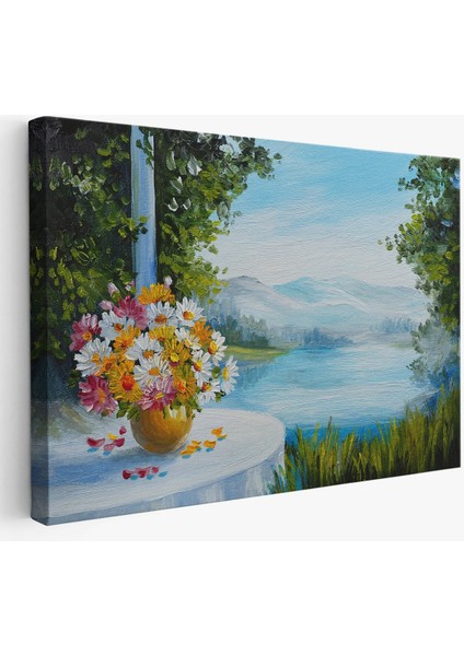 Yaz Deniz Manzarası Yağlıboya Görünüm Dekoratif Kanvas Duvar TABLOSU-3498