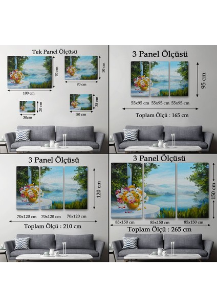 Yaz Deniz Manzarası Yağlıboya Görünüm Dekoratif Kanvas Duvar TABLOSU-3498