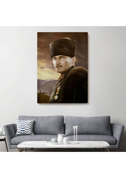 Kalpaklı Mustafa Kemal Atatürk Duvar Tablosu -6448 fiyatları