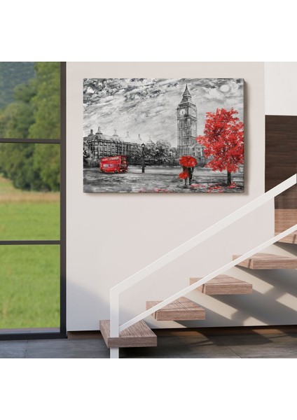 Londra Sokakları Yağlıboya Görünüm Dekoratif Kanvas Duvar TABLOSU-3507 indirimleri