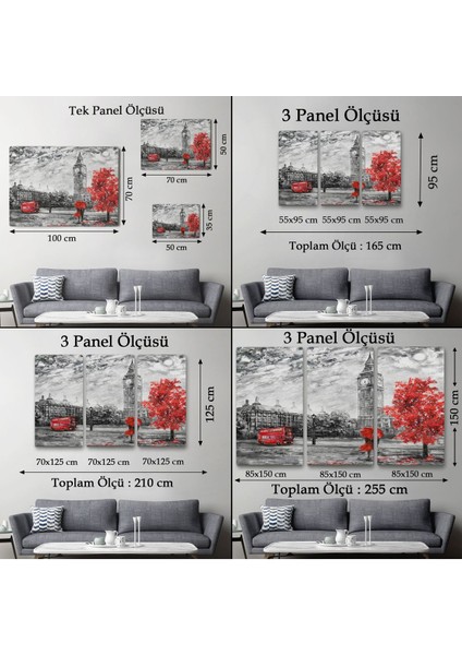 Londra Sokakları Yağlıboya Görünüm Dekoratif Kanvas Duvar TABLOSU-3507