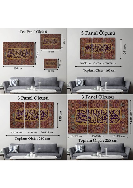 Allahın Herseye Gücü Yeter Yazılı Dekoratif Kanvas TABLO-3353