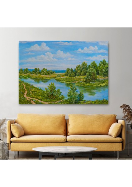 Rusya Nehri Yağlıboya Görünüm Dekoratif Kanvas Duvar TABLOSU-3619 fiyatları