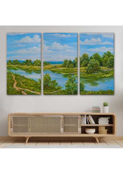 Rusya Nehri Yağlıboya Görünüm Dekoratif Kanvas Duvar TABLOSU-3619 modelleri