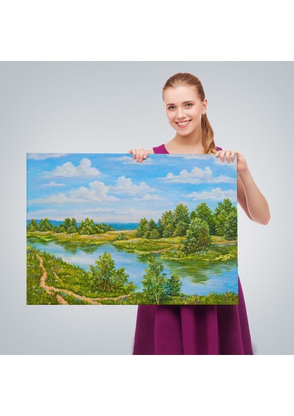 Rusya Nehri Yağlıboya Görünüm Dekoratif Kanvas Duvar TABLOSU-3619 fırsatları