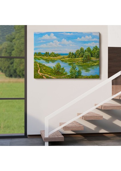 Rusya Nehri Yağlıboya Görünüm Dekoratif Kanvas Duvar TABLOSU-3619 indirimleri