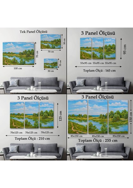 Rusya Nehri Yağlıboya Görünüm Dekoratif Kanvas Duvar TABLOSU-3619