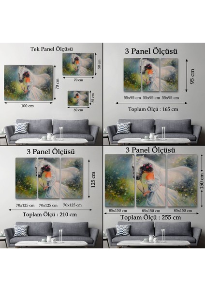 Bayaz At ve Sahibi Kız Yağlıboya Görünüm Dekoratif Kanvas Duvar TABLOSU-3539