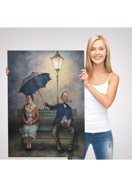 Yağmur Altındaki Küs Sevgililer Dekoratif Duvar TABLOSU-6223 modelleri
