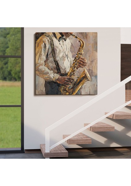 Saksafon Çalan Adam Kanvas TABLO-5911 fırsatları