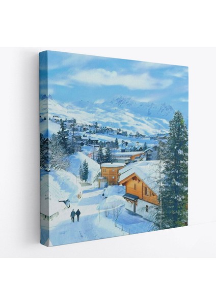 Karlı Dağ Köyü Kanvas TABLO-5912