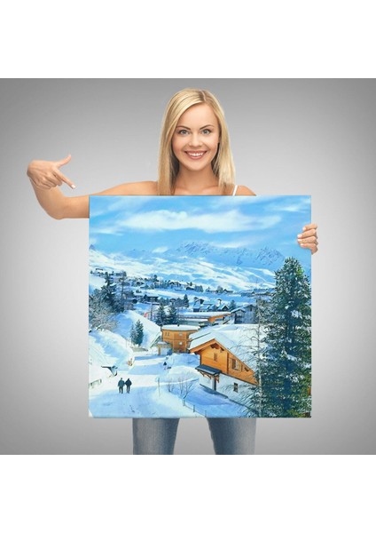 Karlı Dağ Köyü Kanvas TABLO-5912 modelleri