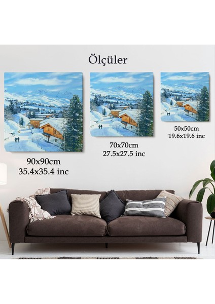 Karlı Dağ Köyü Kanvas TABLO-5912 indirimleri