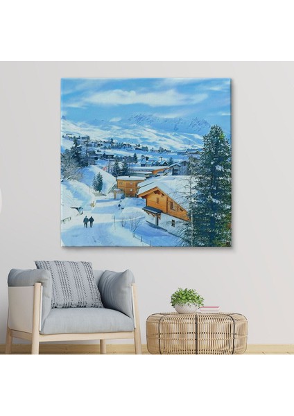 Karlı Dağ Köyü Kanvas TABLO-5912