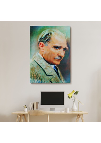 Atatürk Portre Tablosu Mustafa Kemal Atatürk Dikdörtgen Dekoratif Kanvas Tablo-Cl-62