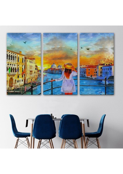 Venedik Kanalını Izleyen Kız Yağlıboya Görünüm Dekoratif Kanvas Duvar TABLOSU-3699 modelleri