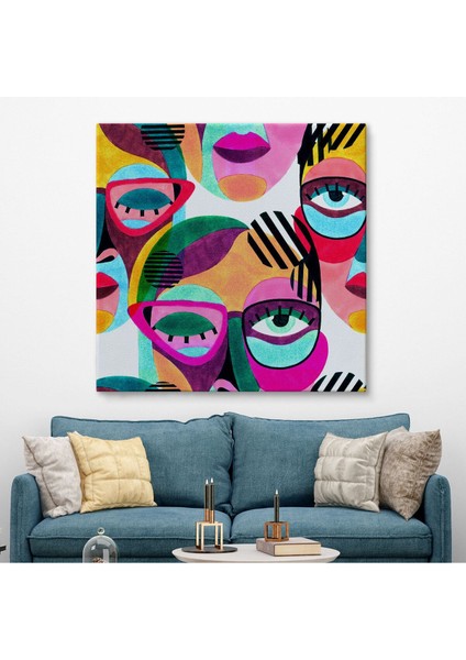 Modern Soyut Tarzda Gözlüklü Kadın Portresi Dekoratif Kanvas Duvar TABLOSU-5841 fiyatları