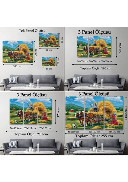 At Arabasına Saman Yükleyen Köylüler Duvar TABLOSU-6531
