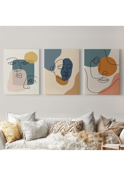 Zarif Kadın Fifürü ve Yapraklar Temalı Dekoratif Duvar Tablosu Üçlü SET-ED-103 fiyatları