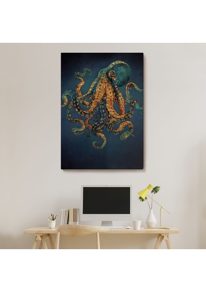 Ahtapot Duvar Sanatı, Hayvan Posteri Kanvas TABLO-5207