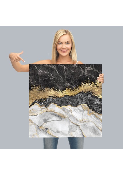 Siyah ve Gold'un Mükemmel Uyumu Mermer Görünümlü Modern Kanvas TABLO-5070 modelleri