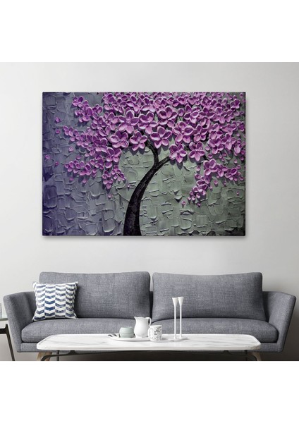 Pembe Çiçek Ağacı Yağlıboya Görünüm Dekoratif Kanvas Duvar TABLOSU-3706 fiyatları