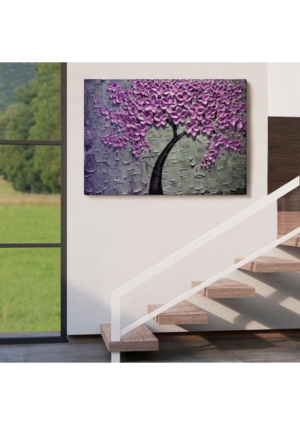 Pembe Çiçek Ağacı Yağlıboya Görünüm Dekoratif Kanvas Duvar TABLOSU-3706 indirimleri