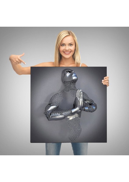 3D Efektli Gümüş Insan Kanvas Tablo, Metalik Efektli Romantik Vücut, Aşk SANATI-5354 modelleri