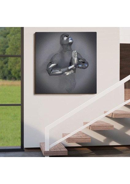 3D Efektli Gümüş Insan Kanvas Tablo, Metalik Efektli Romantik Vücut, Aşk SANATI-5354 fırsatları