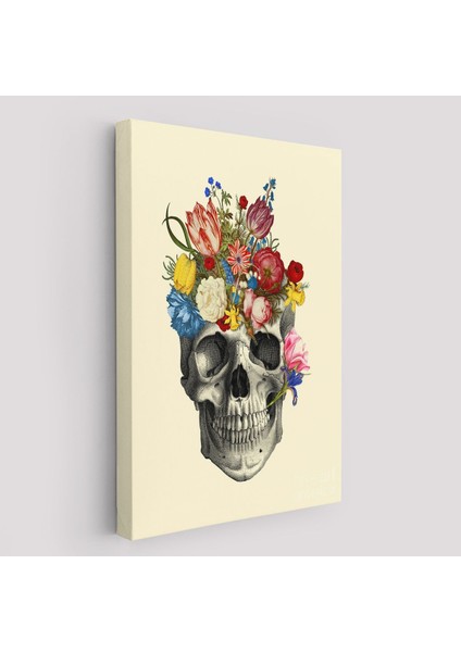 Çiçekli Kafatası Madame Memento Kanvas Tablo, Kafatası Ölülerin Günü Kanvas TABLO-5321