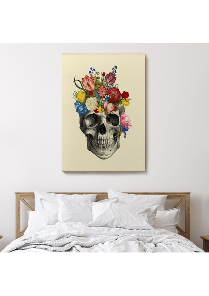 Çiçekli Kafatası Madame Memento Kanvas Tablo, Kafatası Ölülerin Günü Kanvas TABLO-5321