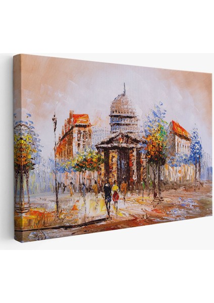 Paris Sokakları Yağlıboya Görünüm Dekoratif Kanvas Duvar TABLOSU-3485