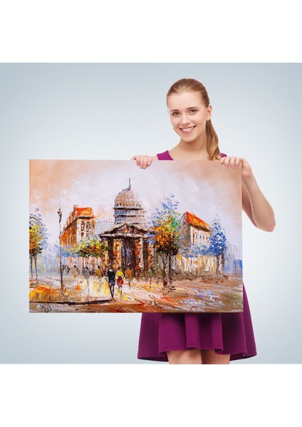 Paris Sokakları Yağlıboya Görünüm Dekoratif Kanvas Duvar TABLOSU-3485 fırsatları