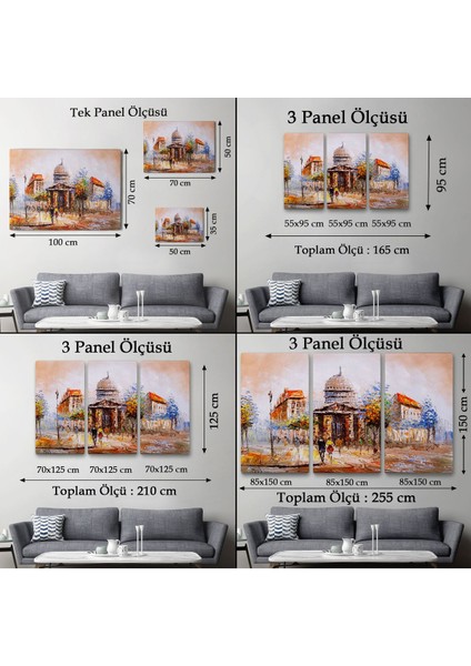 Paris Sokakları Yağlıboya Görünüm Dekoratif Kanvas Duvar TABLOSU-3485