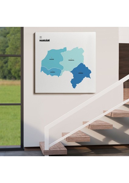 Hakkari Ili ve Ilçeler Haritası Dekoratif Kanvas Tablo 1353 fırsatları